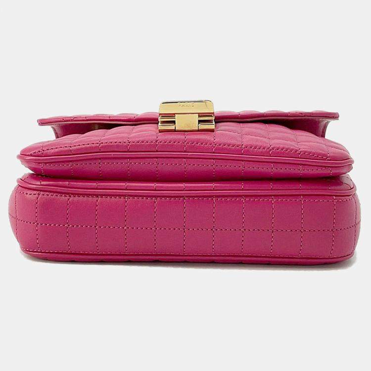 Pre Owned Celine Pink Leather C Small Chain Shoulder Bag