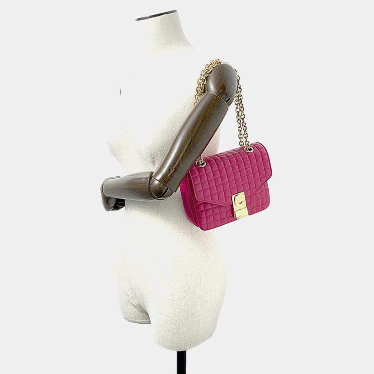 Pre Owned Celine Pink Leather C Small Chain Shoulder Bag