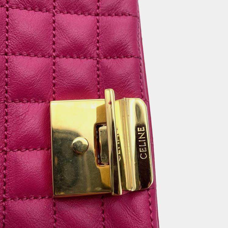 Pre Owned Celine Pink Leather C Small Chain Shoulder Bag