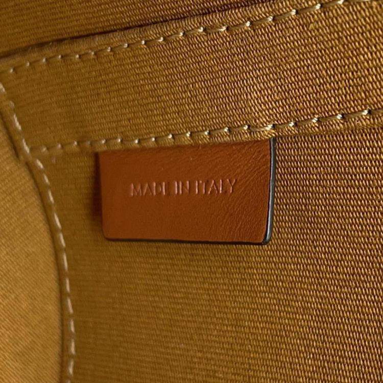 Pre Owned Celine Tan PVC Coated Canvas and Leather Triomphe Tambour Small Shoulder Bag