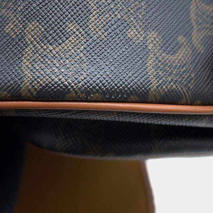 Pre Owned Celine Tan PVC Coated Canvas and Leather Triomphe Folco Medium Shoulder Bag