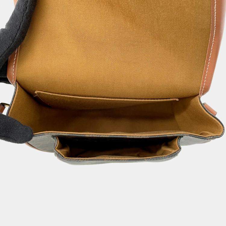 Pre Owned Celine Tan PVC Coated Canvas and Leather Triomphe Folco Medium Shoulder Bag
