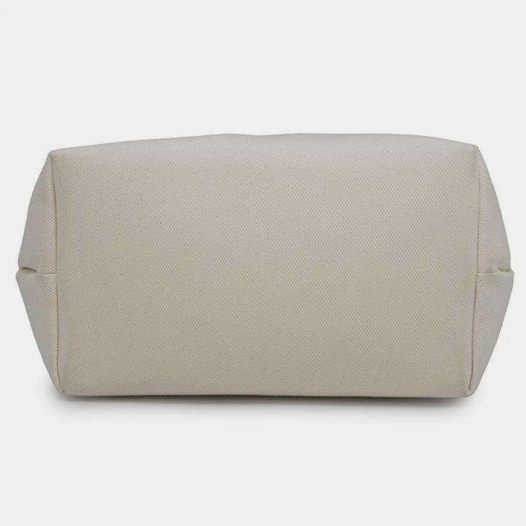 Pre Owned Celine White and Brown Canvas and Leather Horizontal Cabas Tote Bag