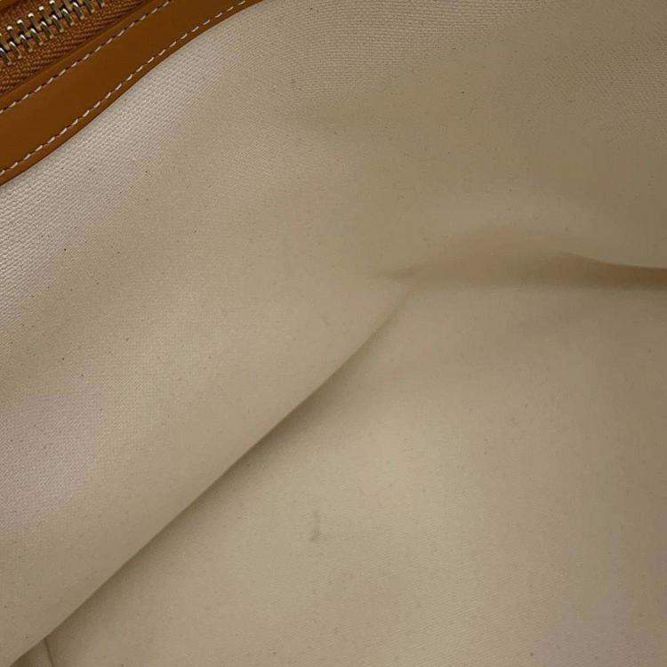 Pre Owned Celine White and Brown Canvas and Leather Horizontal Cabas Tote Bag