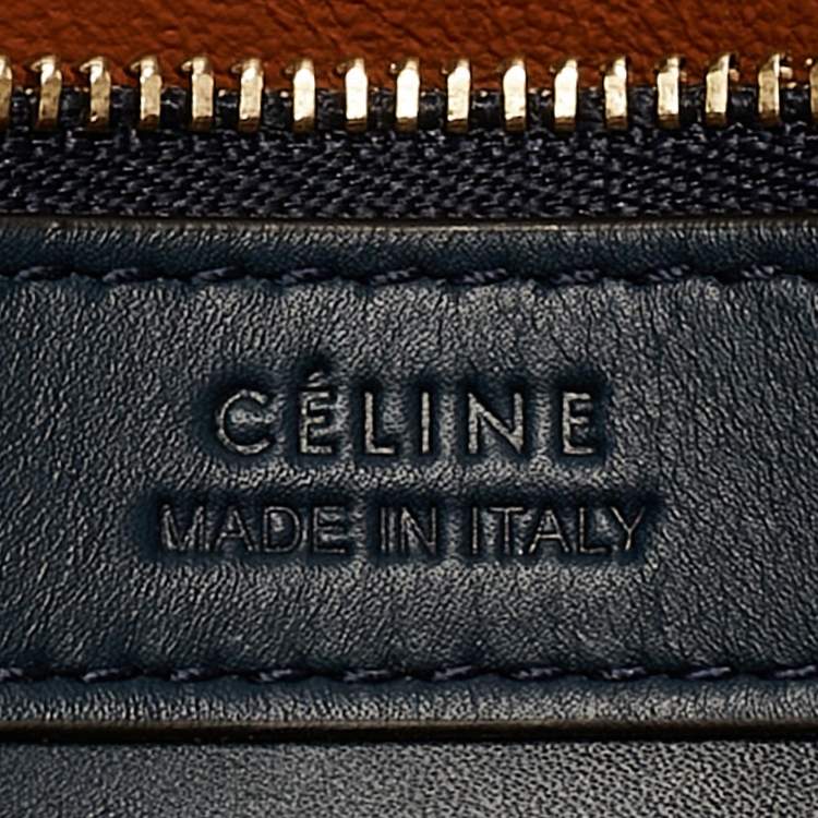 Pre Owned Celine Navy Blue/Brown Leather Boxy Tote