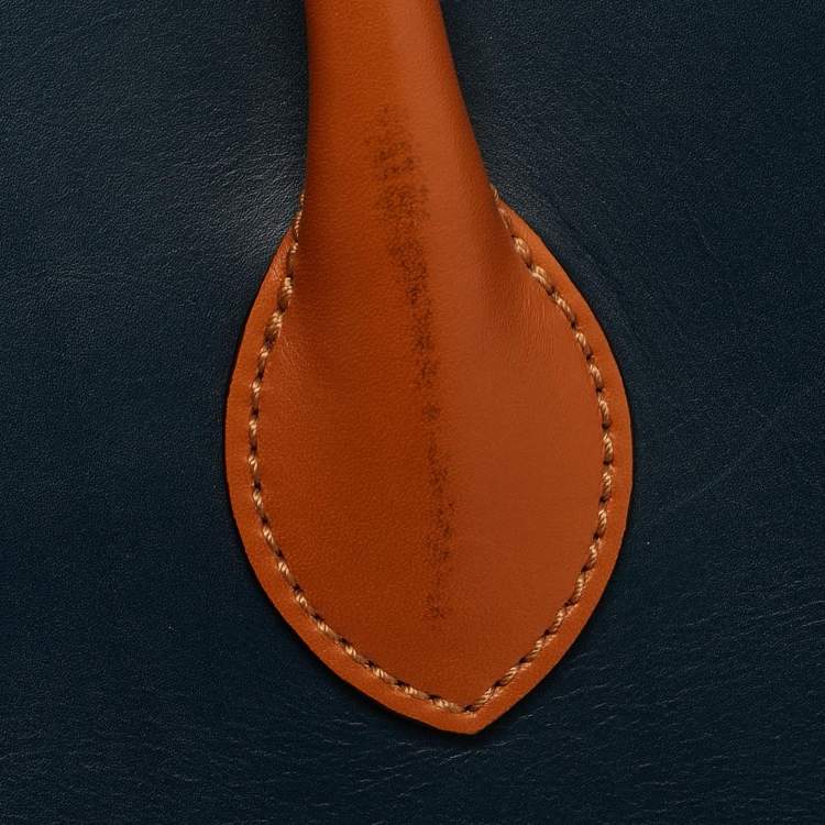 Pre Owned Celine Navy Blue/Brown Leather Boxy Tote