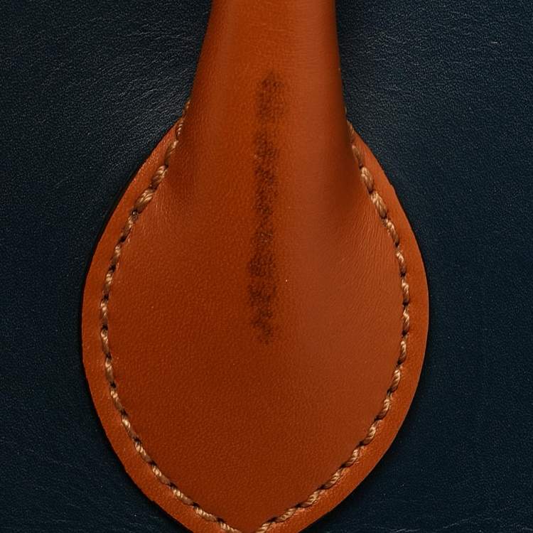 Pre Owned Celine Navy Blue/Brown Leather Boxy Tote