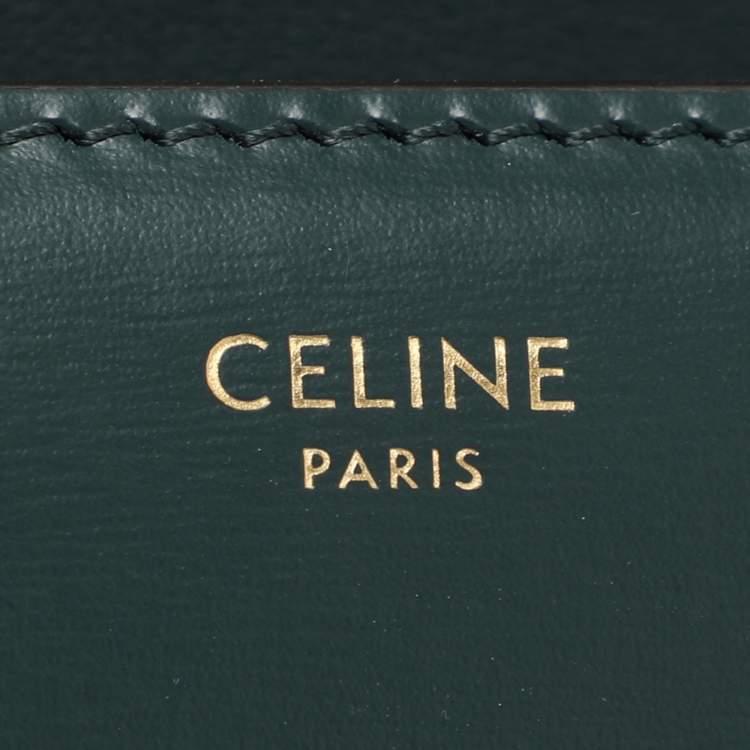 Pre Owned Celine Dark Green Leather Teen Triomphe Shoulder Bag