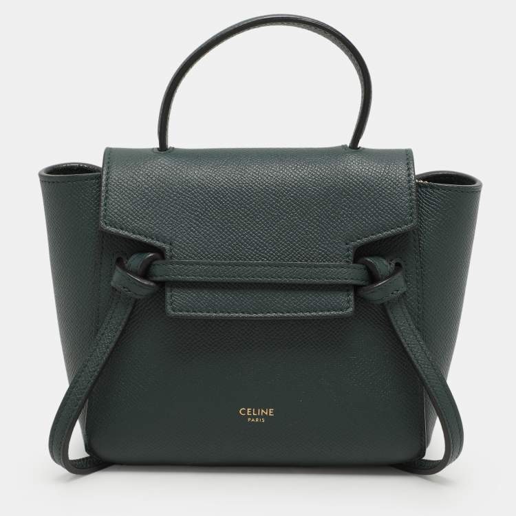 Pre Owned Celine Green Leather Pico Belt Top Handle Bag