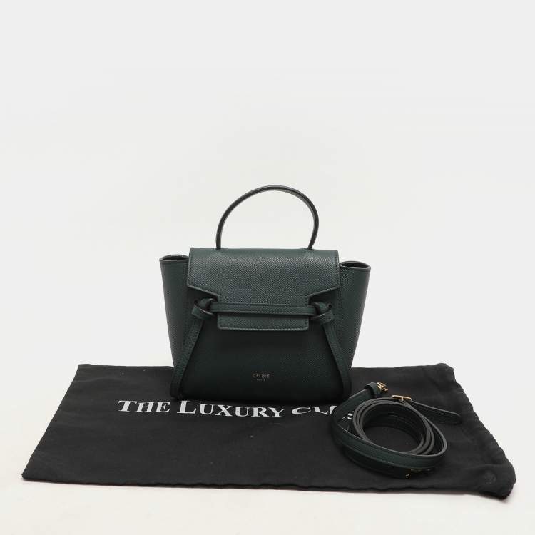 Pre Owned Celine Green Leather Pico Belt Top Handle Bag