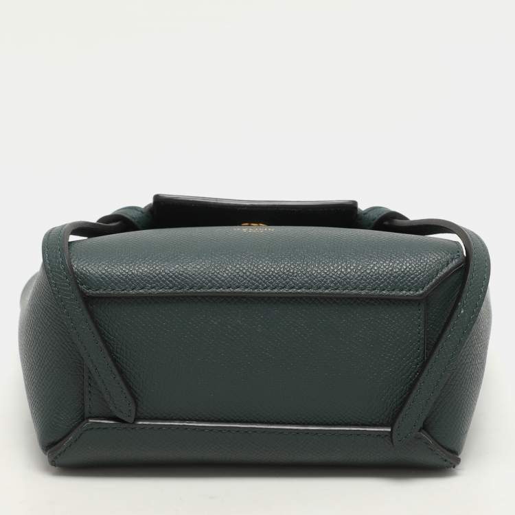 Pre Owned Celine Green Leather Pico Belt Top Handle Bag