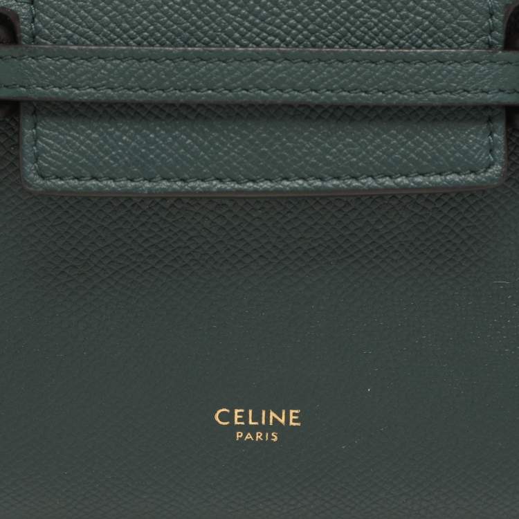 Pre Owned Celine Green Leather Pico Belt Top Handle Bag