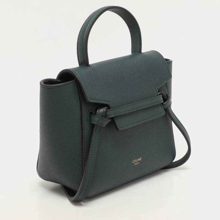 Pre Owned Celine Green Leather Pico Belt Top Handle Bag