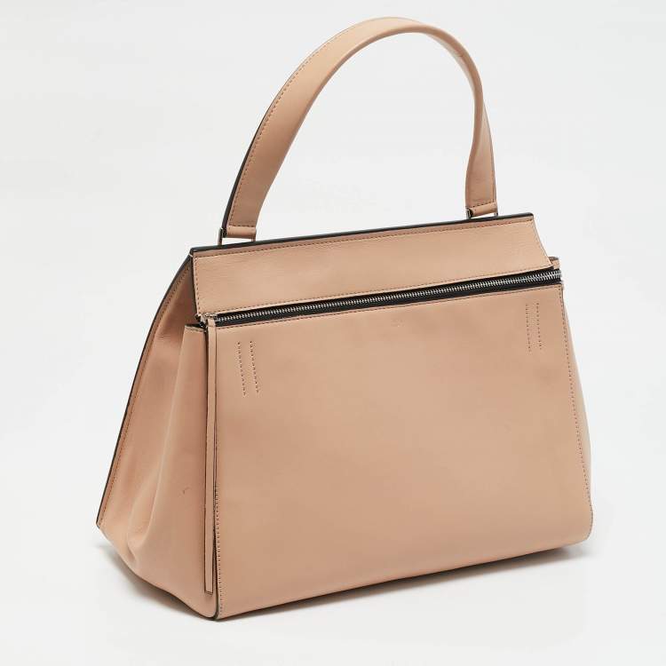 Pre Owned Celine Beige Leather Medium Edge Bag