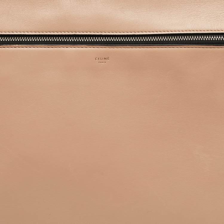 Pre Owned Celine Beige Leather Medium Edge Bag