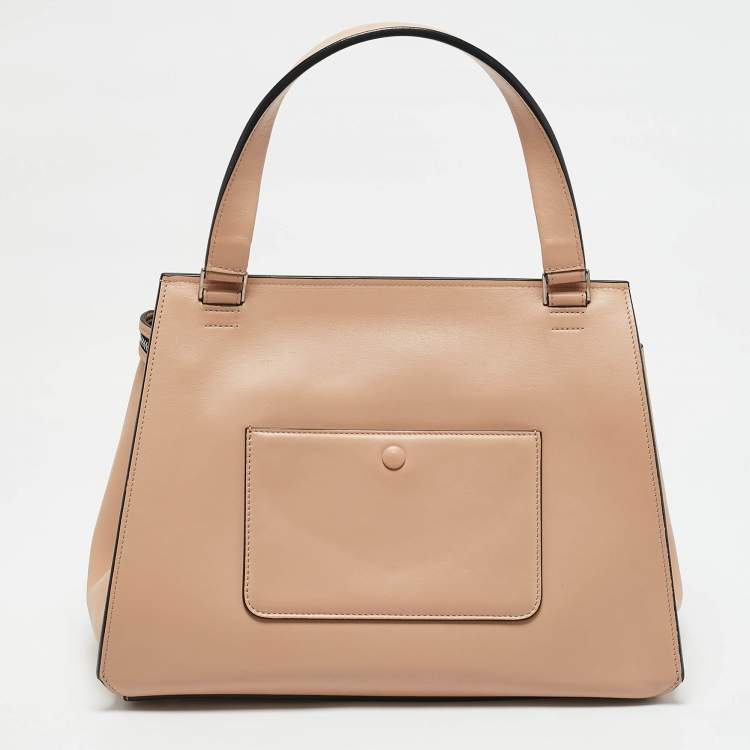 Pre Owned Celine Beige Leather Medium Edge Bag