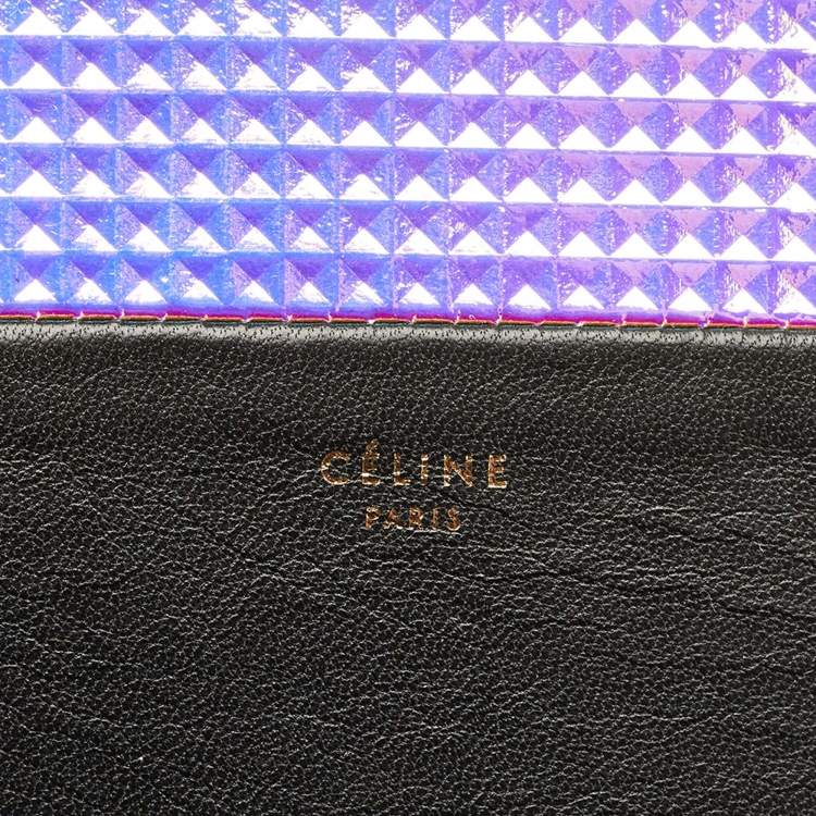 Pre Owned Celine Black Holographic Leather Solo Clutch
