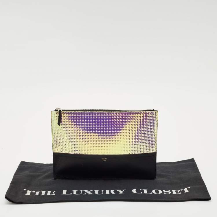 Pre Owned Celine Black Holographic Leather Solo Clutch