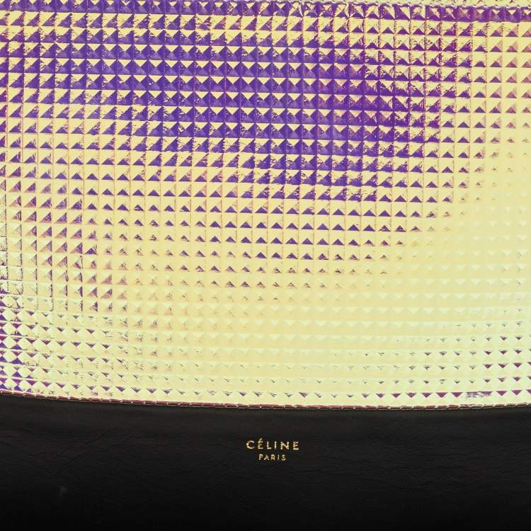 Pre Owned Celine Black Holographic Leather Solo Clutch