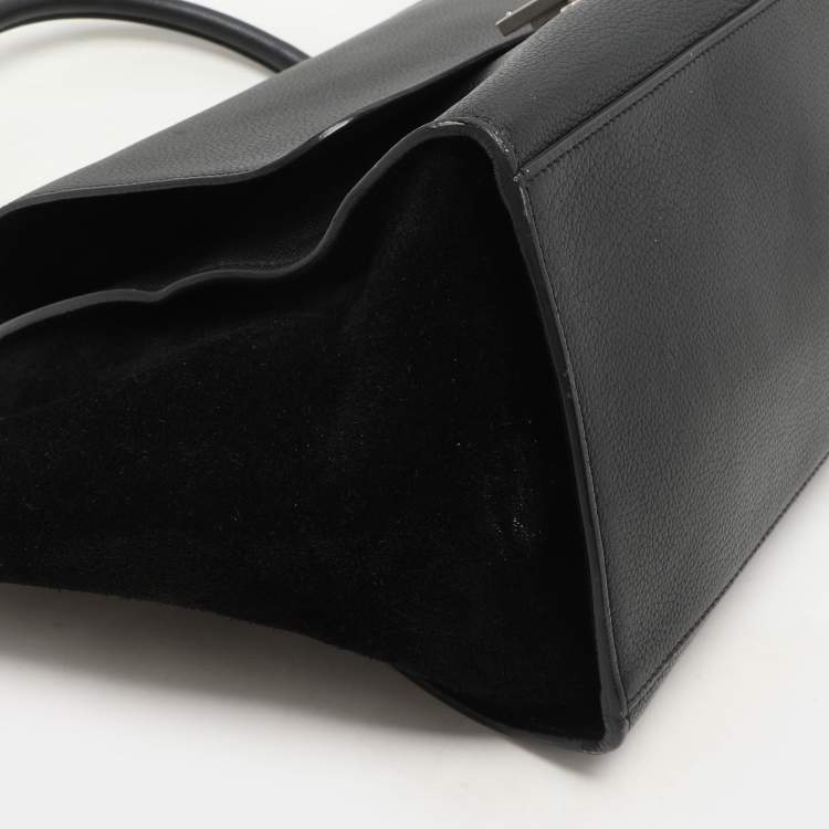 Pre Owned Celine Black Leather and Suede Medium Trapeze Top Handle Bag