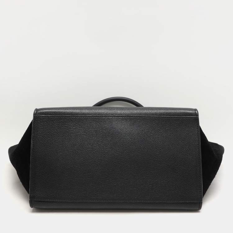 Pre Owned Celine Black Leather and Suede Medium Trapeze Top Handle Bag