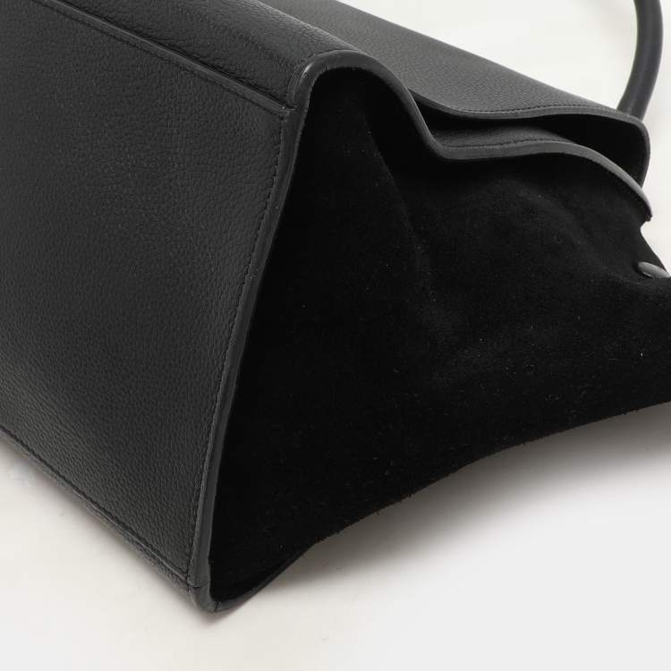 Pre Owned Celine Black Leather and Suede Medium Trapeze Top Handle Bag