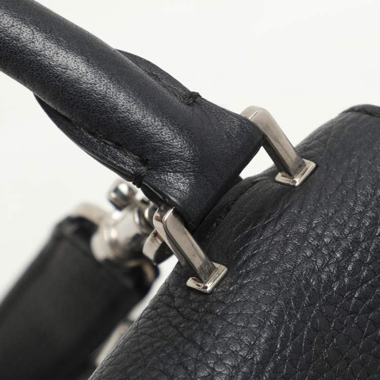 Pre Owned Celine Black Leather and Suede Medium Trapeze Top Handle Bag