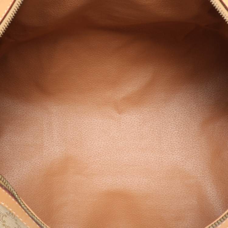 Pre Owned Celine Beige/Tan Coated Canvas Vintage Triomphe Duffel Bag
