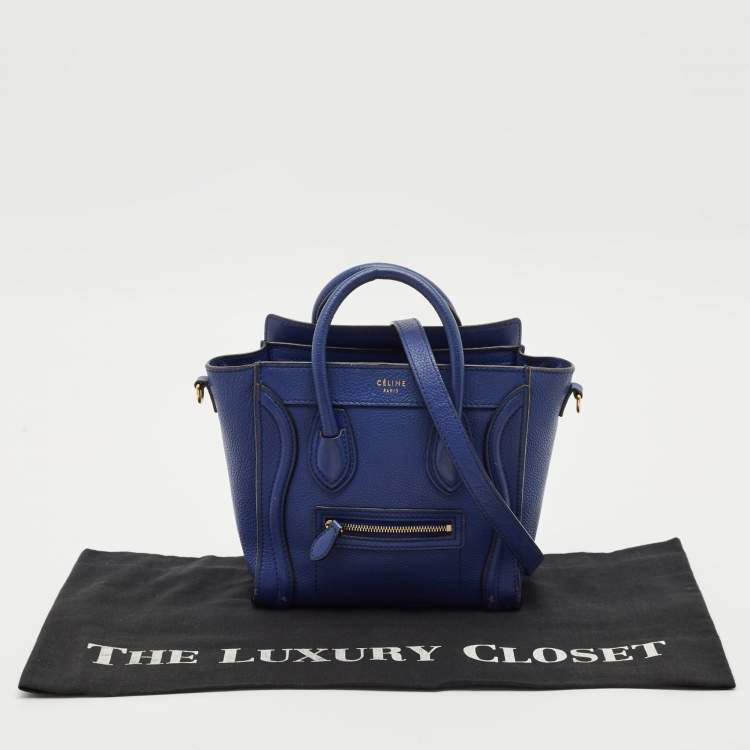 Pre Owned Celine Blue Leather Nano Luggage Tote