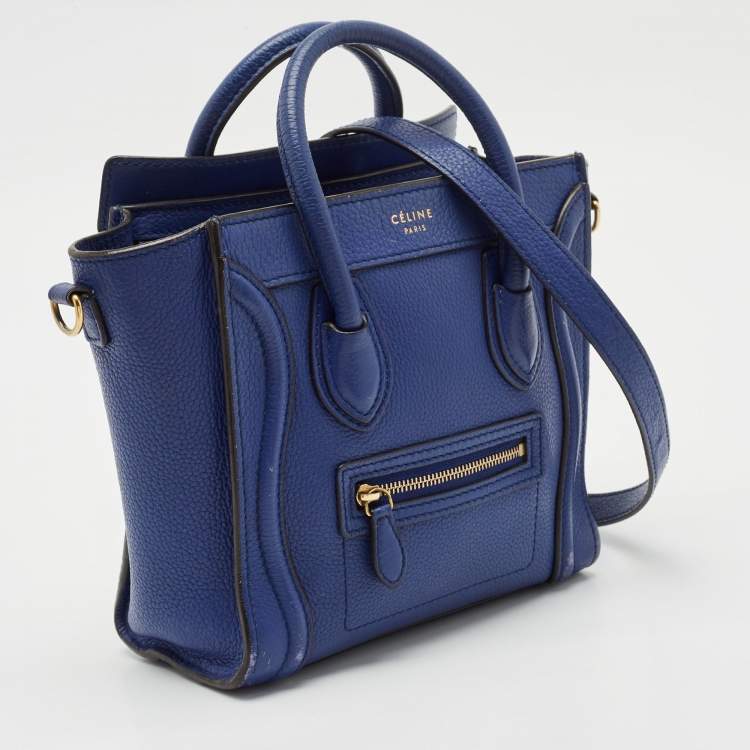 Pre Owned Celine Blue Leather Nano Luggage Tote
