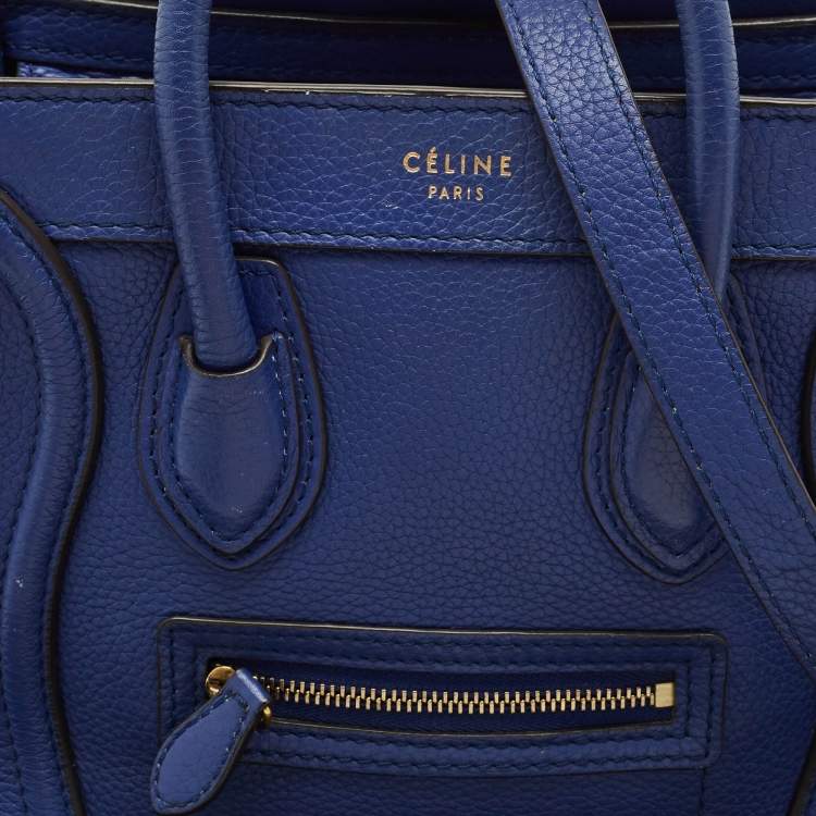 Pre Owned Celine Blue Leather Nano Luggage Tote