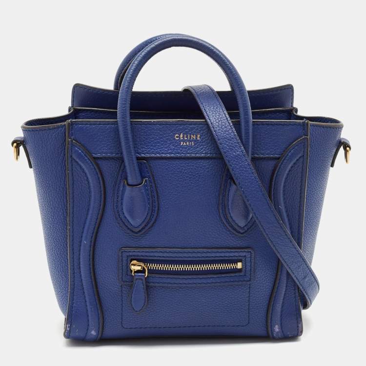 Pre Owned Celine Blue Leather Nano Luggage Tote