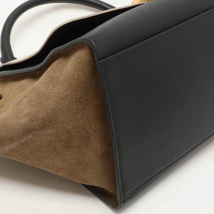 Pre Owned Celine Tricolor Leather Small Trapeze Top Handle Bag