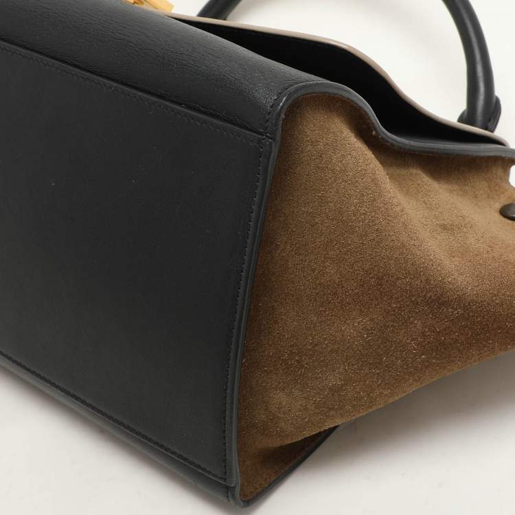 Pre Owned Celine Tricolor Leather Small Trapeze Top Handle Bag