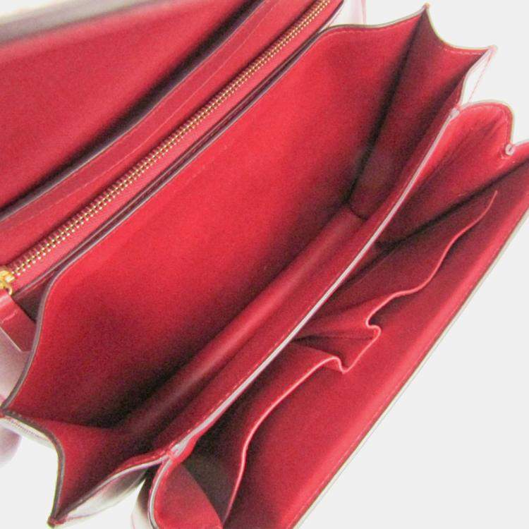 Pre Owned Celine Red Color Leather  Classic Box Medium Shoulder Bag 