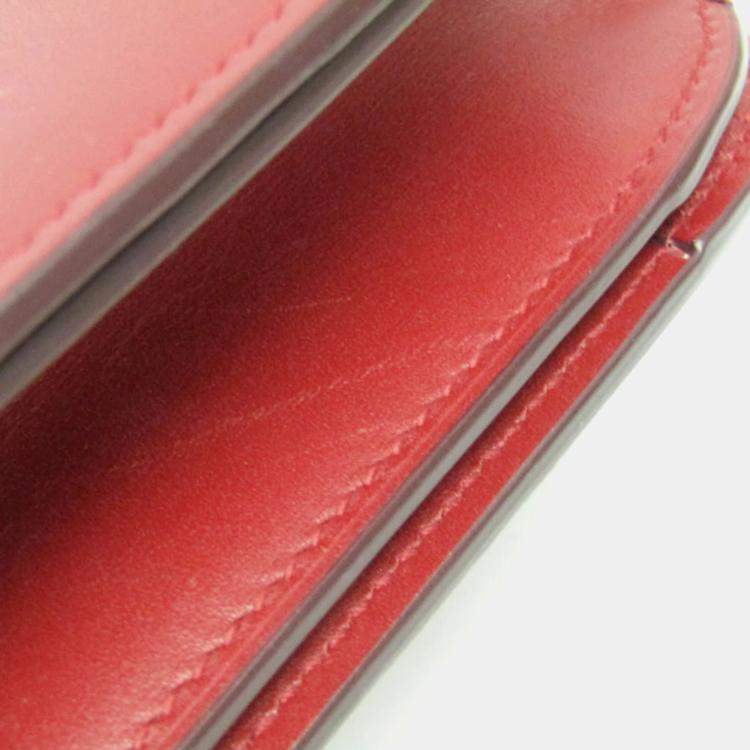 Pre Owned Celine Red Color Leather  Classic Box Medium Shoulder Bag 