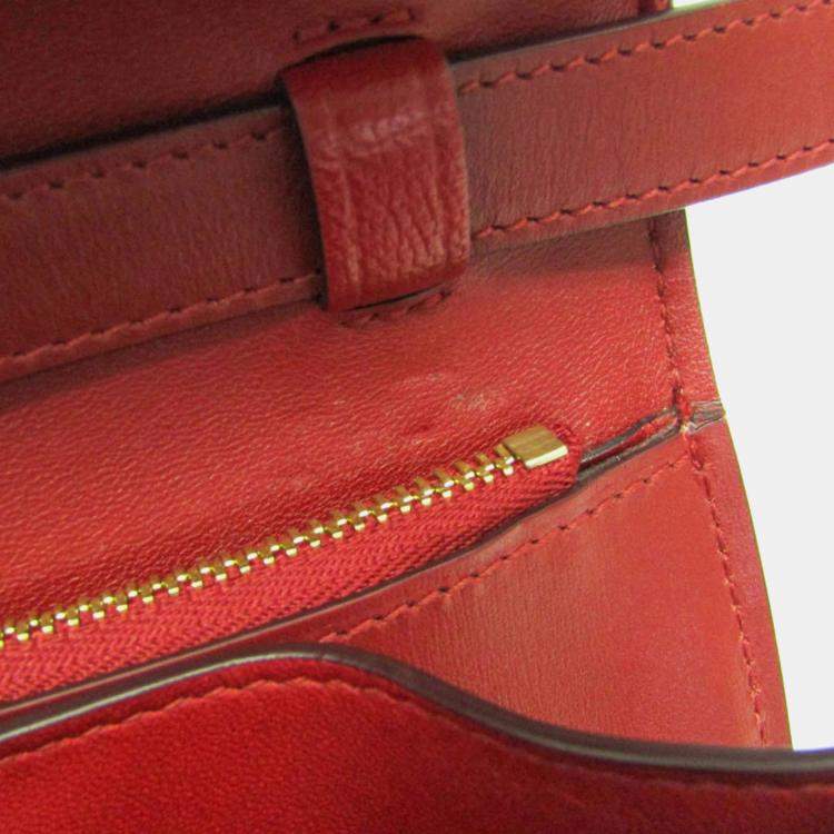 Pre Owned Celine Red Color Leather  Classic Box Medium Shoulder Bag 