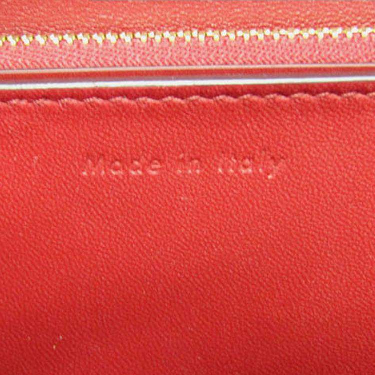 Pre Owned Celine Red Color Leather  Classic Box Medium Shoulder Bag 