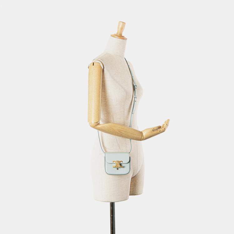 Pre Owned Celine Blue Mini Calfskin Claude Crossbody