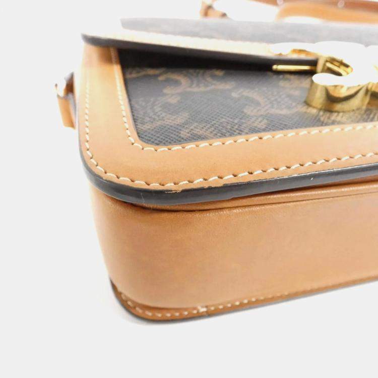 Pre Owned Celine Leather Teen Triomphe Shoulder Bag