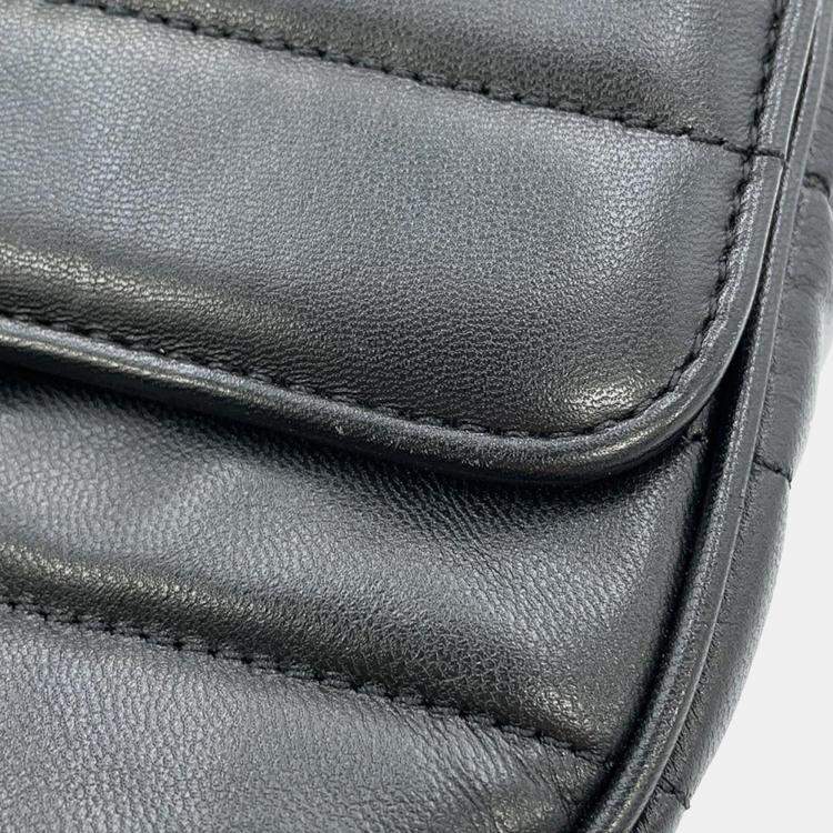 Pre Owned Celine Black Leather Mono Chrome Chain Shoulder Bag