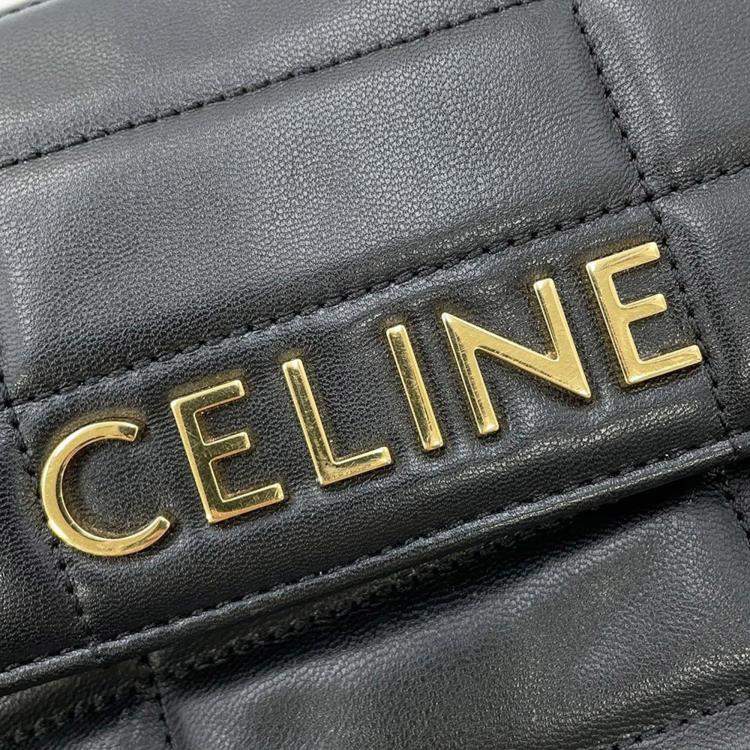 Pre Owned Celine Black Leather Mono Chrome Chain Shoulder Bag