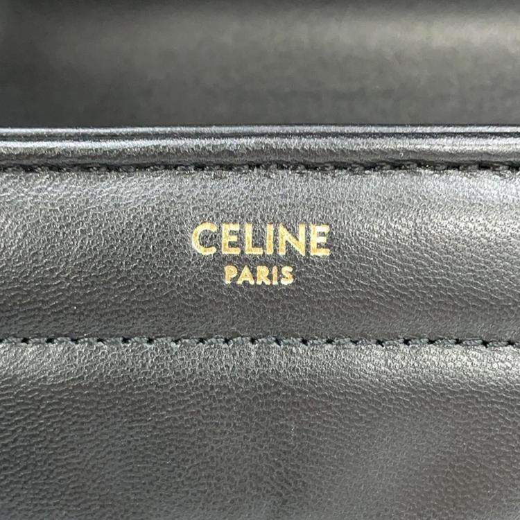 Pre Owned Celine Black Leather Mono Chrome Chain Shoulder Bag