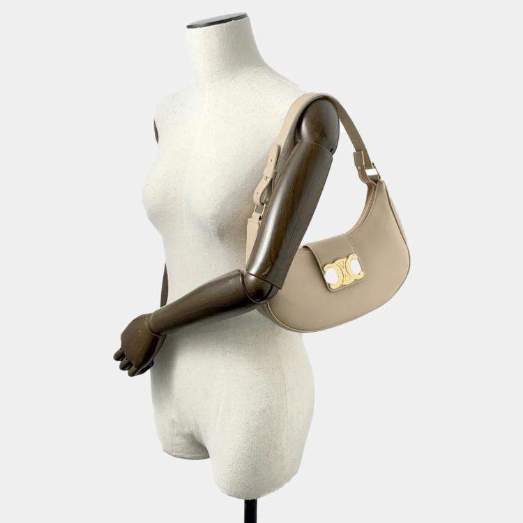 Pre Owned Celine Beige Leather Medium Ava One Shoulder Bag 
