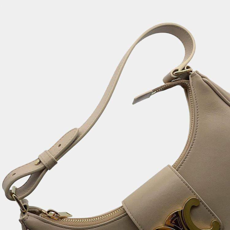 Pre Owned Celine Beige Leather Medium Ava One Shoulder Bag 