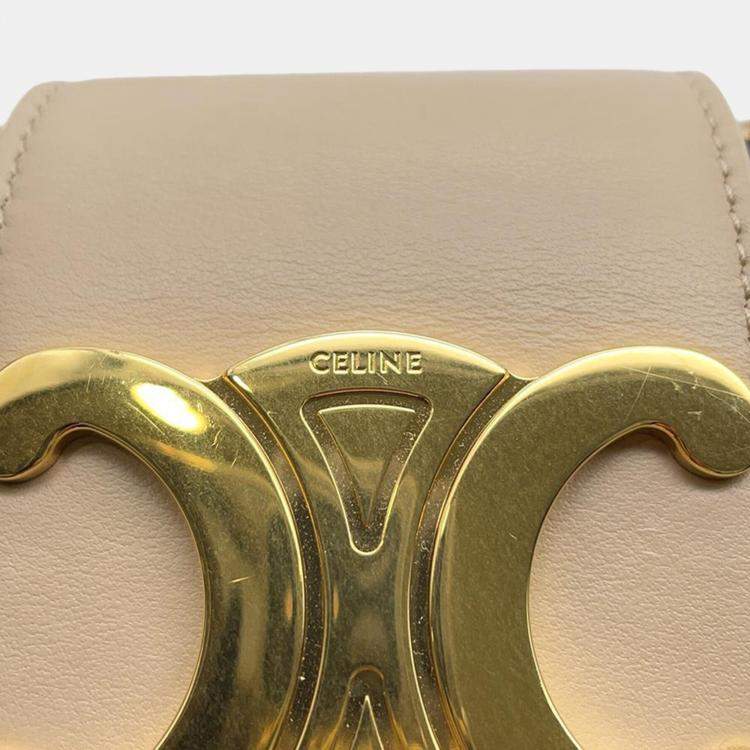 Pre Owned Celine Beige Leather Medium Ava One Shoulder Bag 
