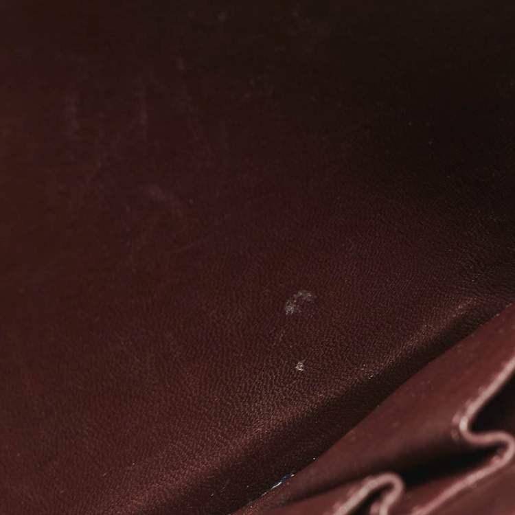 Pre Owned Celine Burgundy Python Medium Classic Box Shoulder Bag