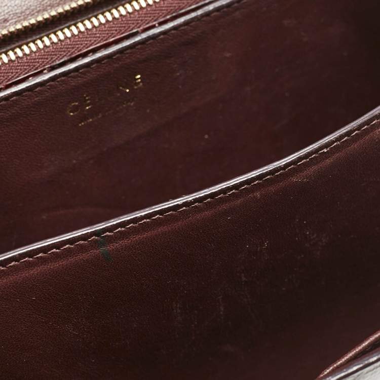 Pre Owned Celine Burgundy Python Medium Classic Box Shoulder Bag