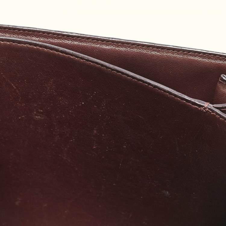 Pre Owned Celine Burgundy Python Medium Classic Box Shoulder Bag