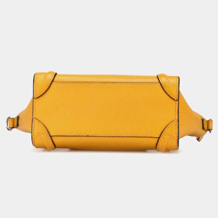 Pre Owned Celine Yellow Nano Leather Luggage Tote